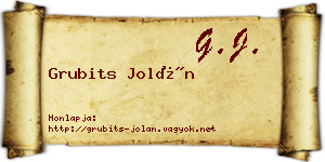 Grubits Jolán névjegykártya